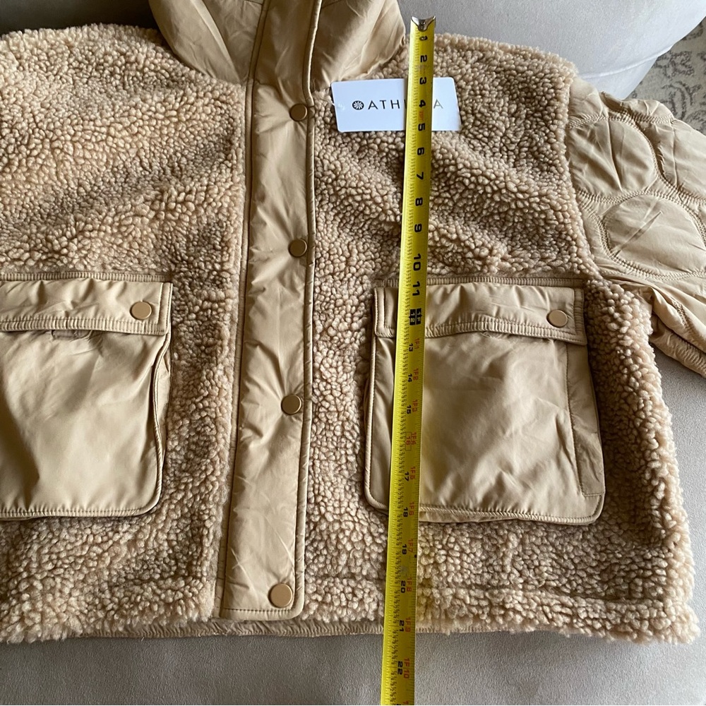 ATHLETA Tan Quilted Fleece Hybrid Sherpa Jacket - NEW - LARGE - Picture 11 of 13